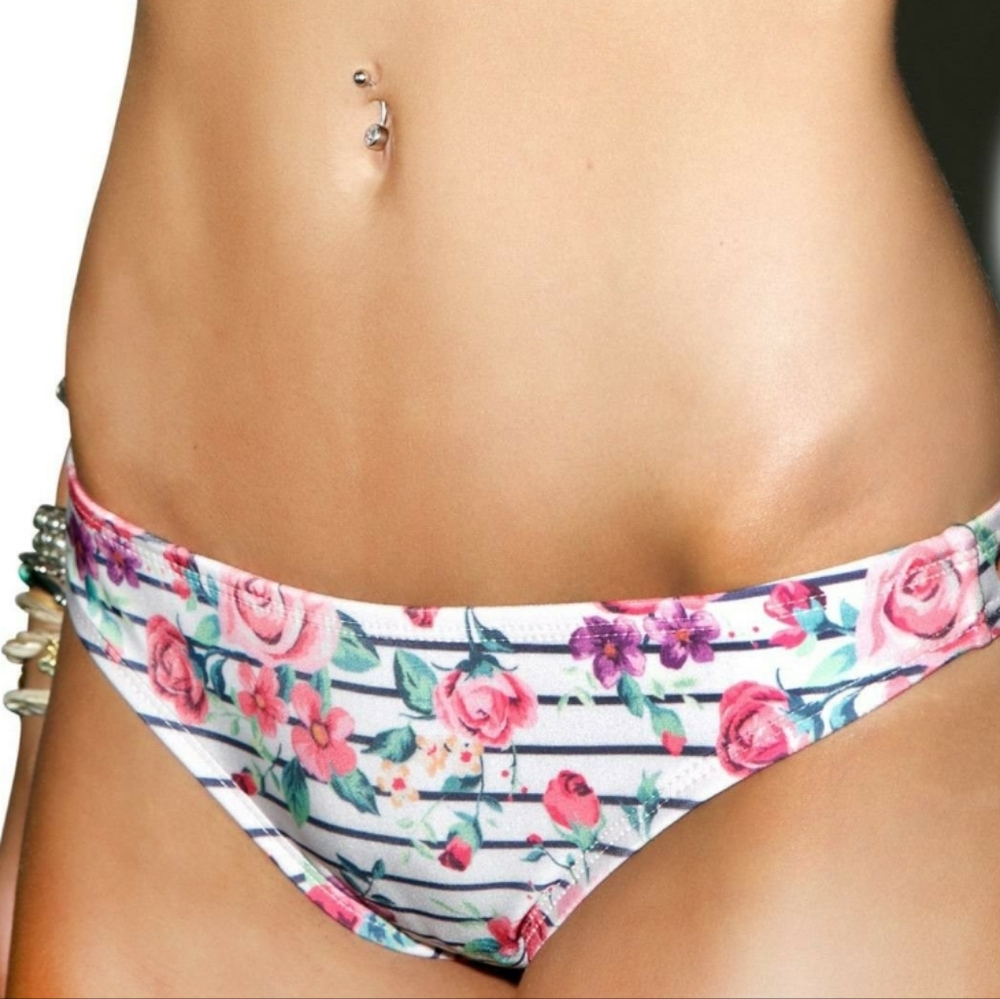 NWT WILDFOX BIKINI BOTTOM ROSES PINK Retail $88